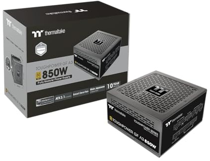 Thermaltake Toughpower GF A3 850W, True 450W 12V-2x6 Connectors on PSU & NVIDIA RTX 50 Series, ATX 3.1/PCI-E 5.1, 80+ Gold, SLI/Crossfire Ready Power Supply, PS-TPD-0850FNFAGU-L, 10 Year Warranty