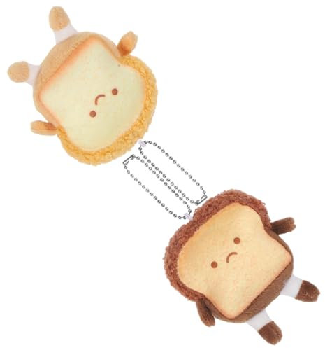 TOYANDONA 2pièces Mini Porte-clés Peluche Pain Toast Doux Et Léger Pendentif Sac Décoration Adorable Pour Cadeau Fille