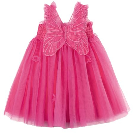 Miipat Bebis flicka tyllklänning fjäril ärmlös ungt barn prinsessa tutu blomma klänning bröllop födelsedagsfest klänning flicka 6 månad-6 år, Rosorna, 18-24 mois