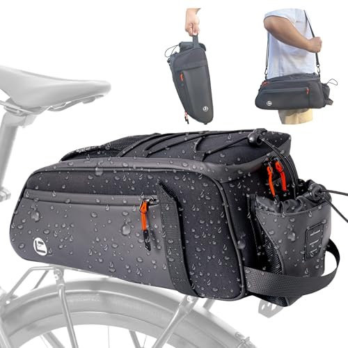 NDakter 3in1 Fahrradtasche für Gepäckträger, 10L Wasserfest & Reflektierend Fahrradtaschen Fahrrad Rahmentasche, Fahrrad Gepäckträgertasche mit Schultergurt & Tragegriff
