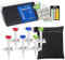 Höhenverstellbare Golf-Tees 6er-Pack und schwarzes Golf-Tee-/Ball-Beutel-Set, einzigartiges dreieckiges Richtungsdesign, unzerbrechliches Kunststoff-Golf-Tee mit Swing visueller Führung (3 1/4)