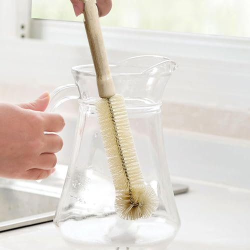 Goupillon pour Bouteille en Verre, Brosse Bouteille Efficace La Tête Est Penchée À 90 Degrés, Tête De Brosse en Forme L, Matériau en Nylon d'acier Inoxydable, Brosses De Nettoyage À 360 Degrés