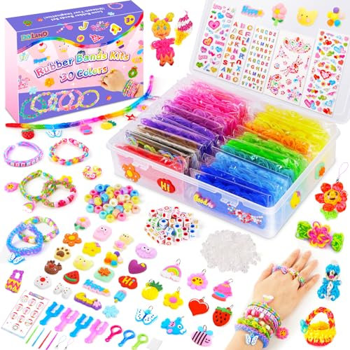 DIYLAND 7700+ Loom Bänder Set, 30 Farben Gummi Armband Basteln, Gummibänder für Armbänder mit Geschenk-Box und Schönen Aufklebern,Geschenk Mädchen Basteln Mädchen 5 6 7 8 9 10 Jahre