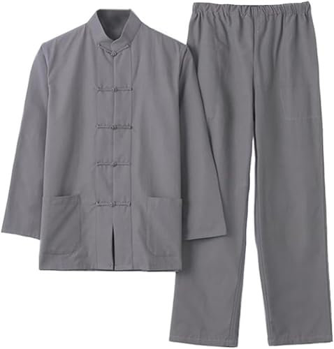 GZKDKZB Tai Chi Uniform aus Reiner Baumwolle für Herren, Kung-Fu-Kleidung, langärmelig, traditionelle chinesische Kleidung, große Größe, Tang-Anzug, Hanfu-Hosen, Jacken, Kampfsportanzug