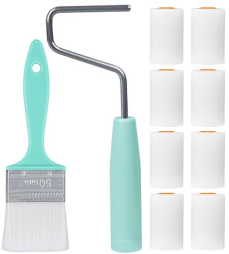 NHQZ 10 pièces kit rouleau peinture,avec 8 Manchons rouleau peinture,rouleau peinture,Poignée antidérapante, Pour Décoration Murale et Plafonds