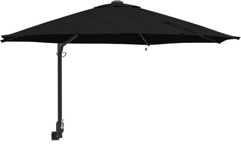 vidaXL Parasol de Jardin Noir et Noir 248 x 248 x 148 cm, Parasol Rond Moderne, résistant aux UV, à l'eau, pour Le Jardin et la terrasse, Ombre Outdoor, Protection Solaire