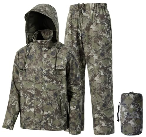 Bassdash Tuta Antipioggia da Uomo Impermeabile Traspirante Resistente Abbigliamento Antipioggia da Pesca Ripiegabile per Caccia, Escursionismo, Corsa, Ciclismo FW12