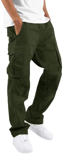 Herr cargo arbetsbyxor strid taktisk kamouflage armé stretch normal passform vardagsbyxor promenader vandring med fickor arbetskläder chinos byxor utomhus träningsoverall byxor