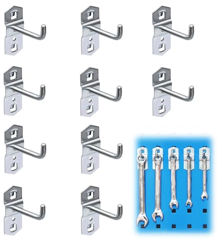 10 Stücke Supermarkt Regal Haken, Heavy Duty Quadrat Loch Platte Haken, Drahtregalhaken Lochwandhaken 25/50/75/100mm Lochabstand, Metall Lochwandhaken für Supermarkt Garage Einzelhandel (50mm)
