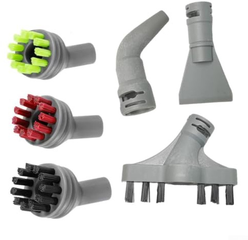 Piezas de repuesto para limpiadores de vapor, paquete de 6 cepillos duros y herramientas multisuperficies con accesorios de ángulo y hendiduras para una limpieza profunda eficaz en cocinas y baños