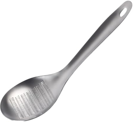 Grattugia allo zenzero, in acciaio inox, a forma di cucchiaio, grattugia per moscata, grattugia per limone, grattugia da cucina multifunzione con foro per appenderla, cucchiaio in acciaio inox, 21,8 x
