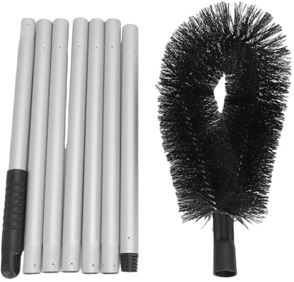 Gutter Maintenance Brush | 7.5ft 7 - Pole Aluminum Alloy Tool for Roofs/High Walls/Swimming Pools | Angled Head for Tight Corners, No Ladder Needed