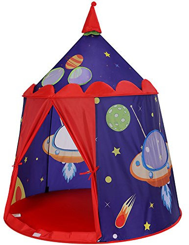 SONGMICS Prince Castle Play Tent for Boys Toddlers, Indoor and Outdoor Playhouse, Portable Pop Up Play Teepee with Carry Bag, Gift for Kids, EN71 Certified, Blue LPT01BU