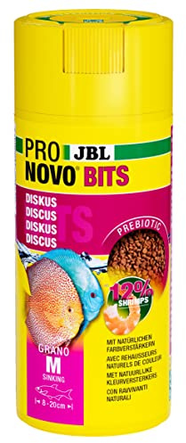 JBL PRONOVO bits Grano, alimento Principal para Discos y cíclidos de 8 – 20 cm, dosificador Clic, gránulos de pienso para Peces, tamaño M, 250 ml