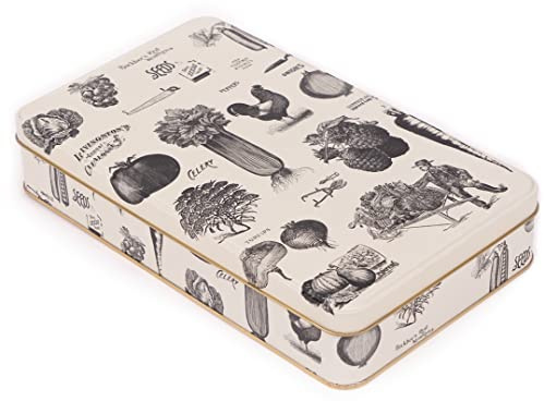 NOTIQUE Plåtburk, metallburk med lock, nostalgisk konst, burk, kakburk, förvaringsburk för småsaker – Herbarium-kollektion (retro)