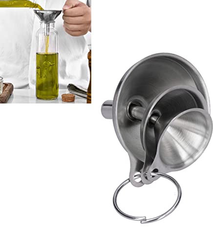 Embudos de Metal, Diseño de Ventilación de Material de Acero Inoxidable Juego de Embudos de Cocina de 3 Tamaños Multiusos para Llenar Botellas Y Recipientes Pequeños