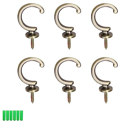 HASLED 6 Stück Gardinenhalter Wand, Vorhang Halterung Wand aus Zinklegierung, Bronze Raffhalter Wandmontage, für Curtain Tiebacks, Wandhaken für Wohnzimmer, Badezimmer