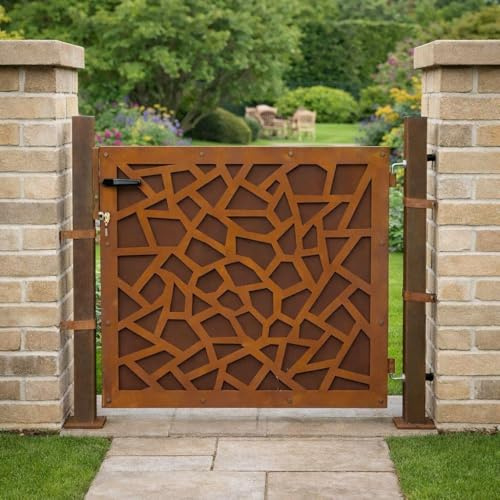 ESTEXO Gartentor Gartentür Rost Zauntür Hoftor Hoftür Gartenpforte Gartenzaun Garten (Gartentor Design / 80 cm)