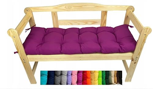 Olenka Coussin de Banc de Jardin Siègen Patio Meuble d'Extérieur intérieur terrasse Balcon Porche (120 x 50 x 8 cm, Fuchsia)