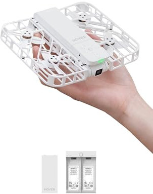 HOVERAir X1 Drohne mit kamera, Selbstfliegend Kamera Drone mit Folge-mir Modus, Mini Drohne im Taschenformat, HDR-Videoaufnahme, intelligente Flugrouten, Freihandsteuerung, Weiß (Combo)