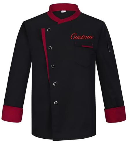Veste de chef unisexe personnalisée à manches longues et boutons, uniforme de travail pour la restauration, pour hommes et femmes.