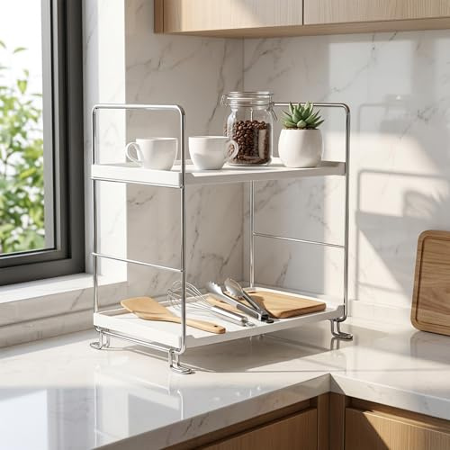 Ncheli Ripiano cucina,Portaspezie salvaspazio,Organizer sottolavello,Organizzatore bagno,Organizer sotto lavello da cucina,Portaspezie da appoggio,Per prodotti cosmetici, Detergente
