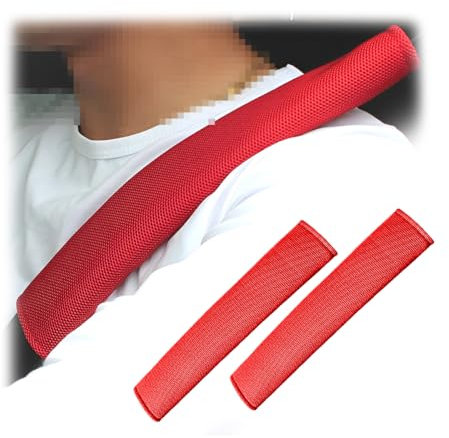 Adunsiaoto Coprire La Cintura Di Sicurezza Dell'auto, Cuscinetti per Cinture Di Sicurezza per Auto Morbidi E Confortevoli, Coprire La Cintura Di Sicurezza Universale per Bambini E Adulti(Rosso)