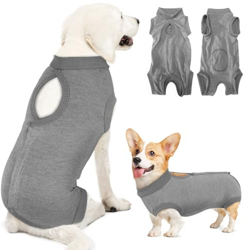 Eyein Dog Surgery Recovery Suit, Adjustable & Comfortable Dog Spay Onesie Recovery Suit, Cone E Collar Alternative for Female Male Dogs, Soft Body Shirt after Surgery for Abdominal Wound(M)