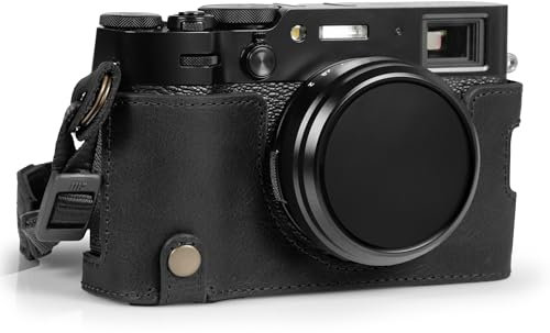 MegaGear Custodia per fotocamera in vera pelle Ever Ready compatibile con Fujifilm X100VI (Nero)