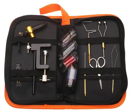 Fliegenbinden-Werkzeug-Set, tragbares Angelwerkzeug-Set aus Metall, für Fliegenherstellung, multifunktional, stabiles Köderherstellungs-Set zum Fliegenfischen, mit Aufbewahrungstasche für Profis und