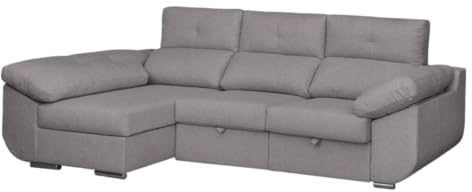 SHIITO | Modelo Avril - Sofá 3 Plazas Izquierda con Chaiselongue y Asientos Deslizantes | Diseño Moderno y Sofisticado | 280 x 150 x 100 cm - Color Ceniza