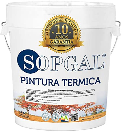 Pintura térmica Anti-Calor especial Fachadas (15L) Aísla del calor y protege la fachada - Reduce la temperatura de la vivienda y refleja la radiación solar