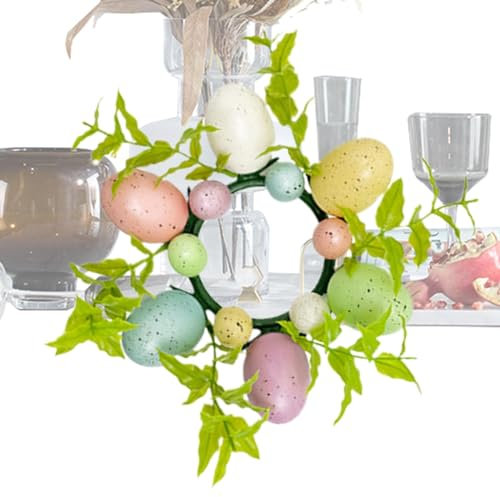 Corona Di Candele A Pilastro, Corona Di Candele Di Uova Di Pasqua | Corona Ad Anello Con Candela A Pilastro Con Uova Di Pasqua | Scrivania Decorazione Floreale Di Pasqua Per Candele Ornamenti Da