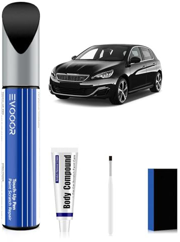 KTV Noir Perla Nera Kit de retoque de pintura de coche con removedor de arañazos para Peugeot, reparación de arañazos de coche, solución de reparación rápida y fácil