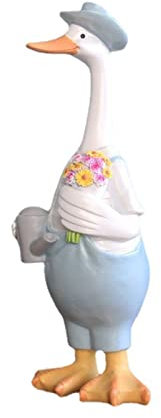 Jolie statue d'animal en résine Canard Décoration exquise Adorable Statue de fermier de canard Ornements pour jardin