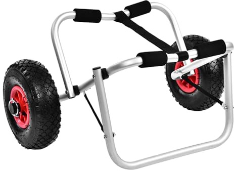 YUYTE Chariot de Porte-canoë de Chariot en Kayak avec Roues en Caoutchouc de 10 Pouces et Coussinets en Mousse pour Transport de Bateaux en Alliage en Aluminium jusqu'à 80 Kg