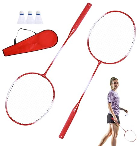 Set di racchette da badminton, 2 racchette da giocatore, attrezzature sportive all'aria aperta, set da badminton, per adulti, ragazzi, bambini, per il libero, attrezzi per