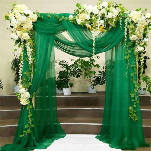 Alaoo Rideau en Tulle Vert, 3m x160cm Arche Tenture Mariage | Tissu drapé Arche Rideaux, Toile Plafond Swag, décoration Mariage Cérémonie Fête, emballage cadeaux, bricolage, couture