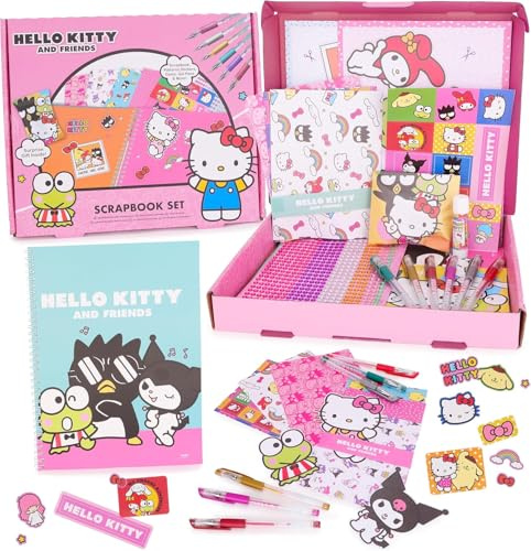 Toyland® Set de álbumes de recortes de Hello Kitty: kit de actividades creativas de 520 piezas con regalo sorpresa. Scrapbooking DIY para niños a partir de 3 años.