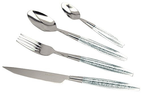 LISA DALBAN 30970002 Ecume Servizio di Posate con 24 Pezzi Acciaio Inossidabile Trasparente 26,4 x 13,9 x 6,4 cm