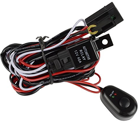 Safego Faisceau Electrique avec Relais et Interrupteur, Faisceau de Câblage à Barres Lumineuses LED Faisceau de Fil 12V 40A 16AWG, Faisceau Barre LED, pour Rampe Barre Phare Projecteur de Travail LED