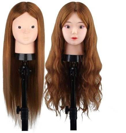 MYSWEETY 50 cm 50 % äkta mänskligt hår träning huvud skyltdocka kosmetologi frisör docka med bordsklämma hållare & gör-det-själv hårstyling fläta set
