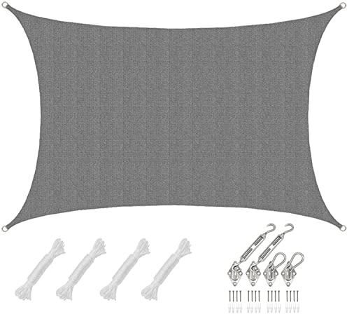 AMANKA 4x6m UV Sonnensegel Rechteckig Wasserdurchlässig - Sonnenschutz Terrassenüberdachung mit Befestigung - Rechteck Sonnendach Terrasse Balkon Wohnwagen Carport - Pool Segel Sichtschutz Garten