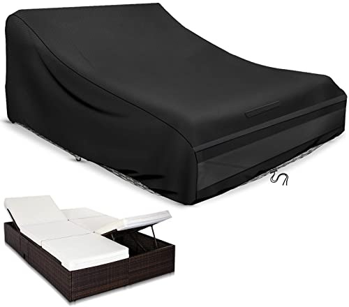 Solstol skydd för 2 personer 200 × 120 × 90 cm, 420D skydd dubbel lutning utomhus vattentät, dubbel solstol, relaxstol trädgård trädgårdsstol skyddsöverdrag, vindtät, UV-resistent