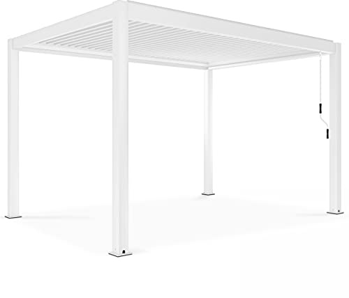 Oviala Pergola bioclimatique autoportée Blanche 3x4m