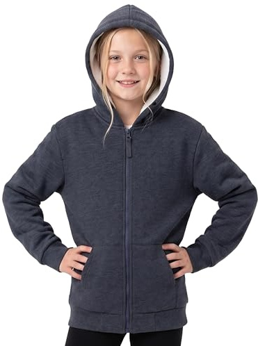 CityComfort Sweat à Capuche Enfant Zippé Veste Polaire Doublée Hoodie Pull Polaire Zippé Veste Fourrée Blouson Doublé Vêtement Hiver Chaud Enfant Ado 5-15 Ans