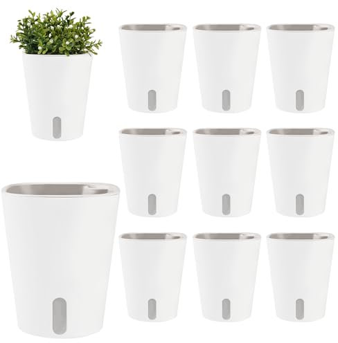 TOATELU 7,5 cm, vaso autoirrigante: set da 10 vasi per erbe aromatiche in plastica con auto-irrigazione e serbatoio dell'acqua, vaso da cucina con sistema di irrigazione per cucina, balcone, camera da