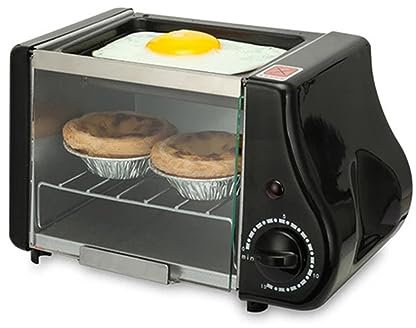 Écologique Multifonction Mini cuisson électrique boulangerie four à rôtir gril oeufs frits Omelette poêle petit déjeuner Machine à pain grille-pain Sans fumée, facile à utiliser et à nettoyer (Color