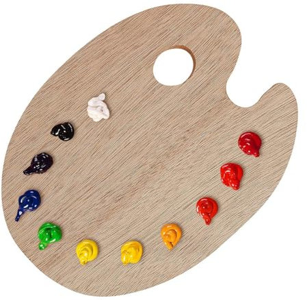 YHIJSR Palette de Peinture Ovale Palette de Peinture en Bois avec Trou de Pouce Pratique pour Aquarelle Acrylique et Peinture à l'huile, 30x20cm