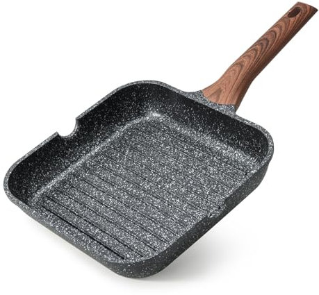 Kordisen Padella Bistecchiera Antiaderente 28 cm – Griglia Quadrata con Rivestimento in Granito, Doppio Beccuccio, Adatta a Tutti i Piani Cottura Inclusa Induzione, Senza PFOA